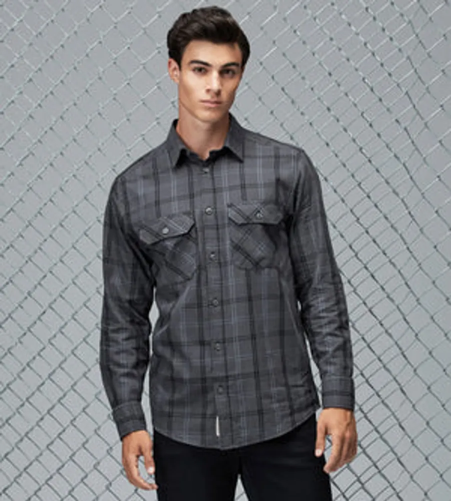 Modern Fit Long Sleeve Plaid Sport Shirt