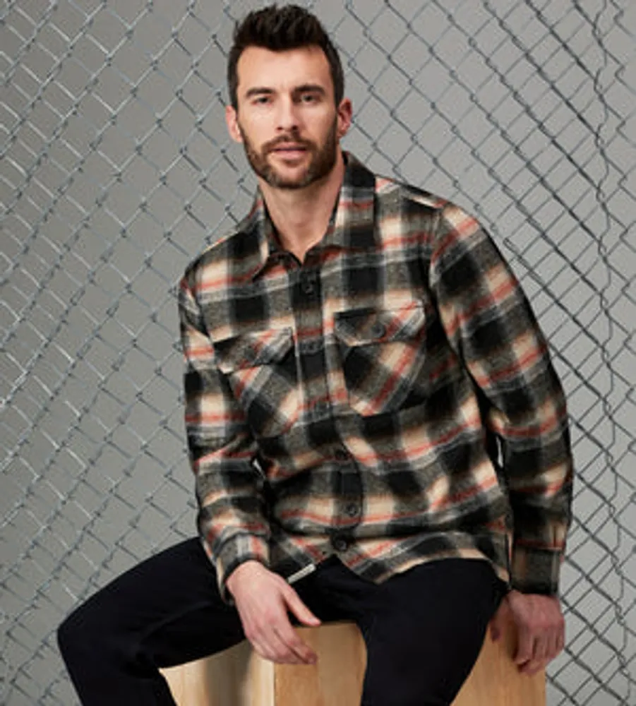 Modern Fit Long Sleeve Plaid Overshirt