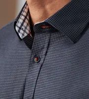 Modern Fit Long Sleeve 360° Stretch Houndstooth Textured Print Sport Shirt