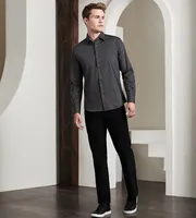 Modern Fit Long Sleeve 360° Stretch Geo Print Sport Shirt