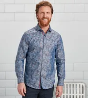 Modern Fit Long Sleeve Floral Print Sport Shirt