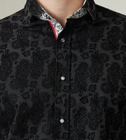 Modern Fit Long Sleeve Flocking Sport Shirt