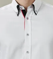 Modern Fit Long Sleeve Solid Double-Collar Sport Shirt