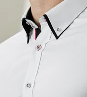 Modern Fit Long Sleeve Solid Double-Collar Sport Shirt