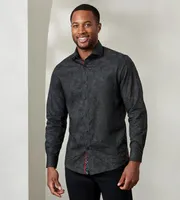 Modern Fit Long Sleeve Tonal Print Sport Shirt