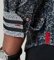 Modern Fit Long Sleeve Paisley Print Sport Shirt