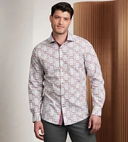 Modern Fit Long Sleeve Single Collar Printed Sport Shirt