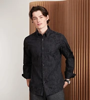 Modern Fit Long Sleeve Double Collar Textured Sport Shirt