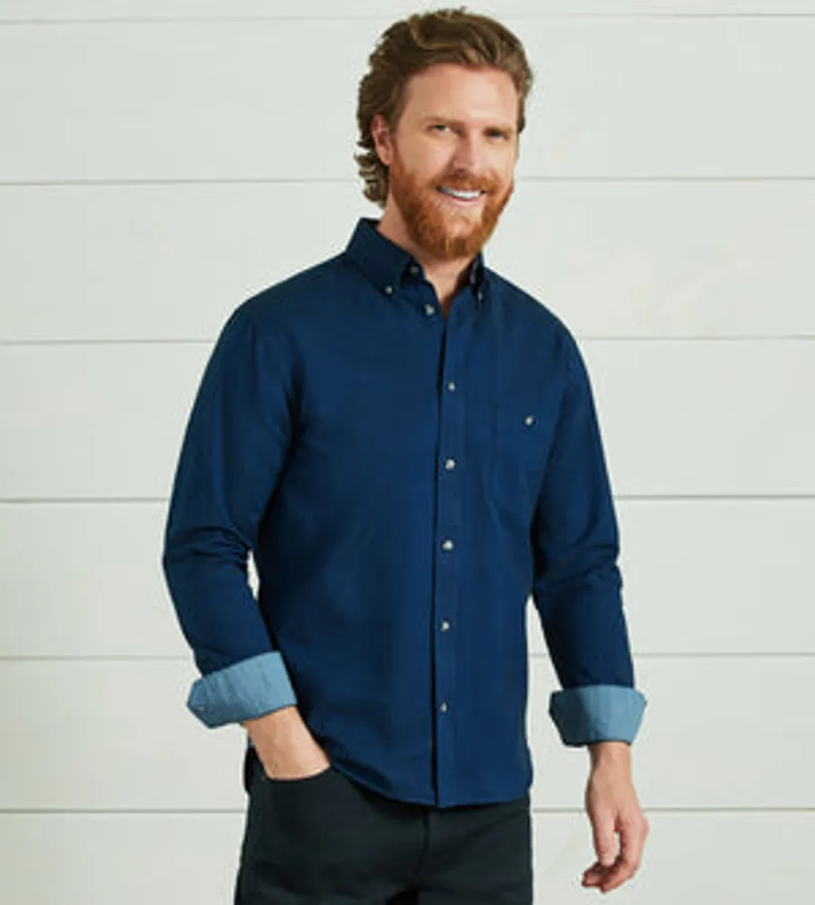 Modern Fit Long Sleeve Stretch Oxford Sport Shirt