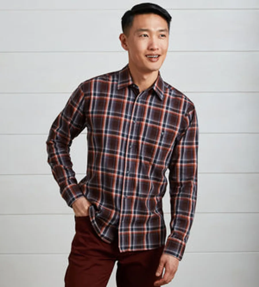 Modern Fit Long Sleeve Soft Touch Plaid Sport Shirt