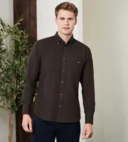 Modern Fit Long Sleeve Soft Touch Solid Flannel Sport Shirt