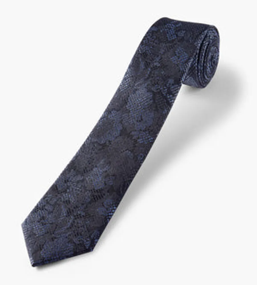 Tonal Floral Check Tie