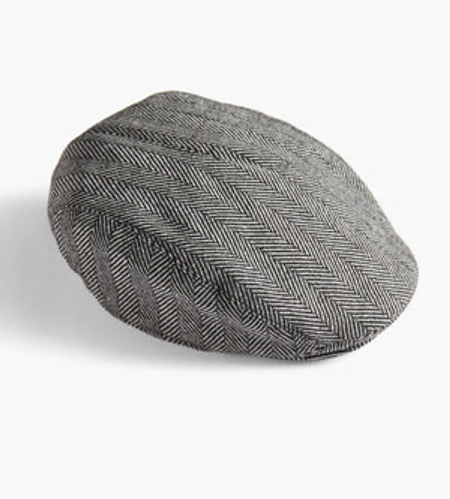 Herringbone Print Flat Cap