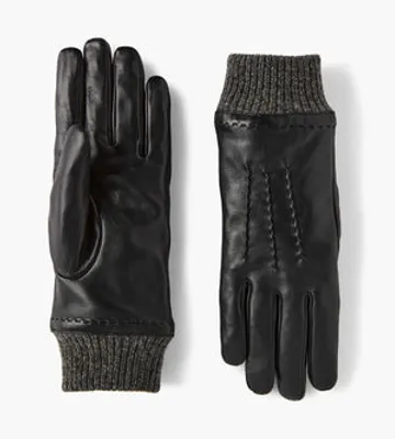 Leather Knit Cuff Gloves