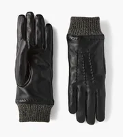 Leather Knit Cuff Gloves