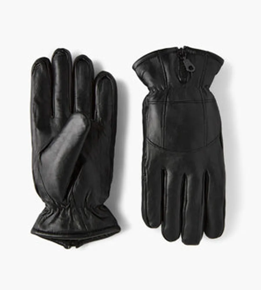 Zipper Wrist Leather Gloves
