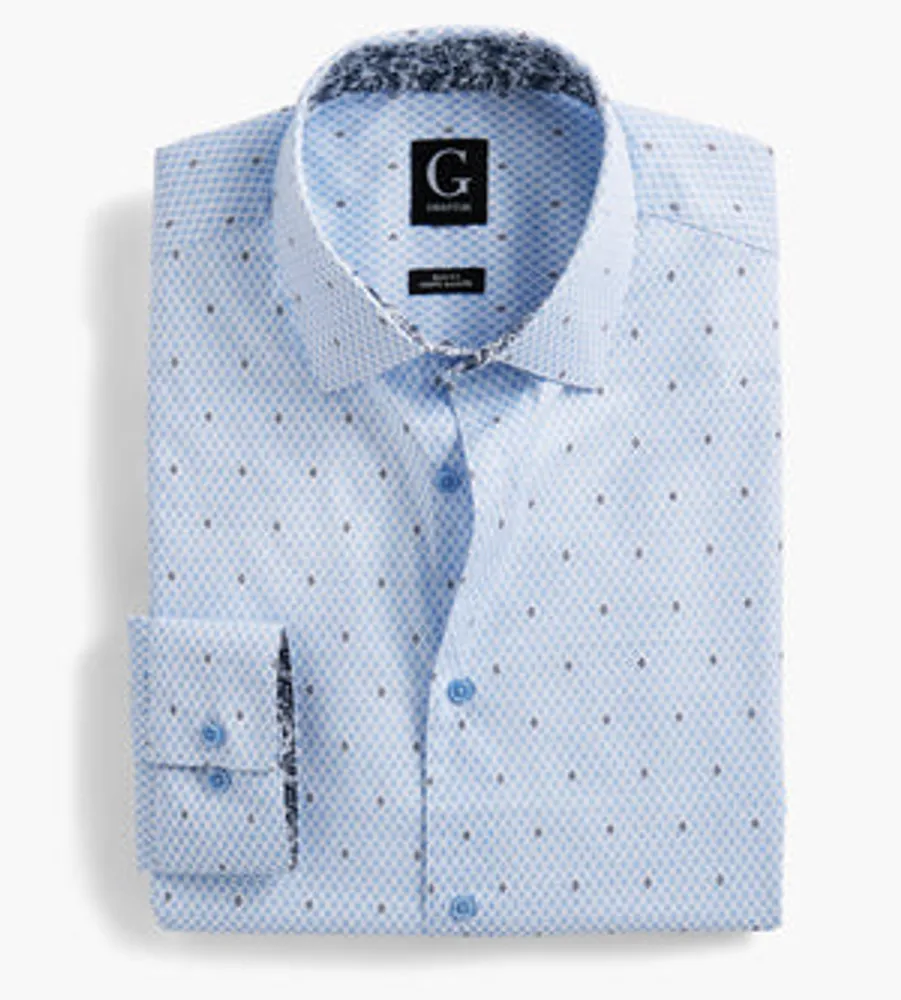 Slim Fit Geo Print Performance Dress Shirt