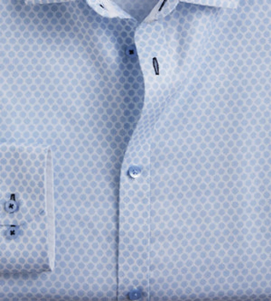 Slim Fit Stretch Non-Iron Dot Print Dress Shirt