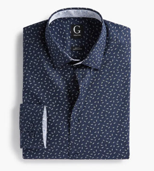 Slim Fit Stretch Non-Iron Floral Print Dress Shirt