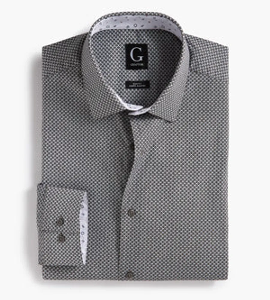 Slim Fit Diamond Print Dress Shirt