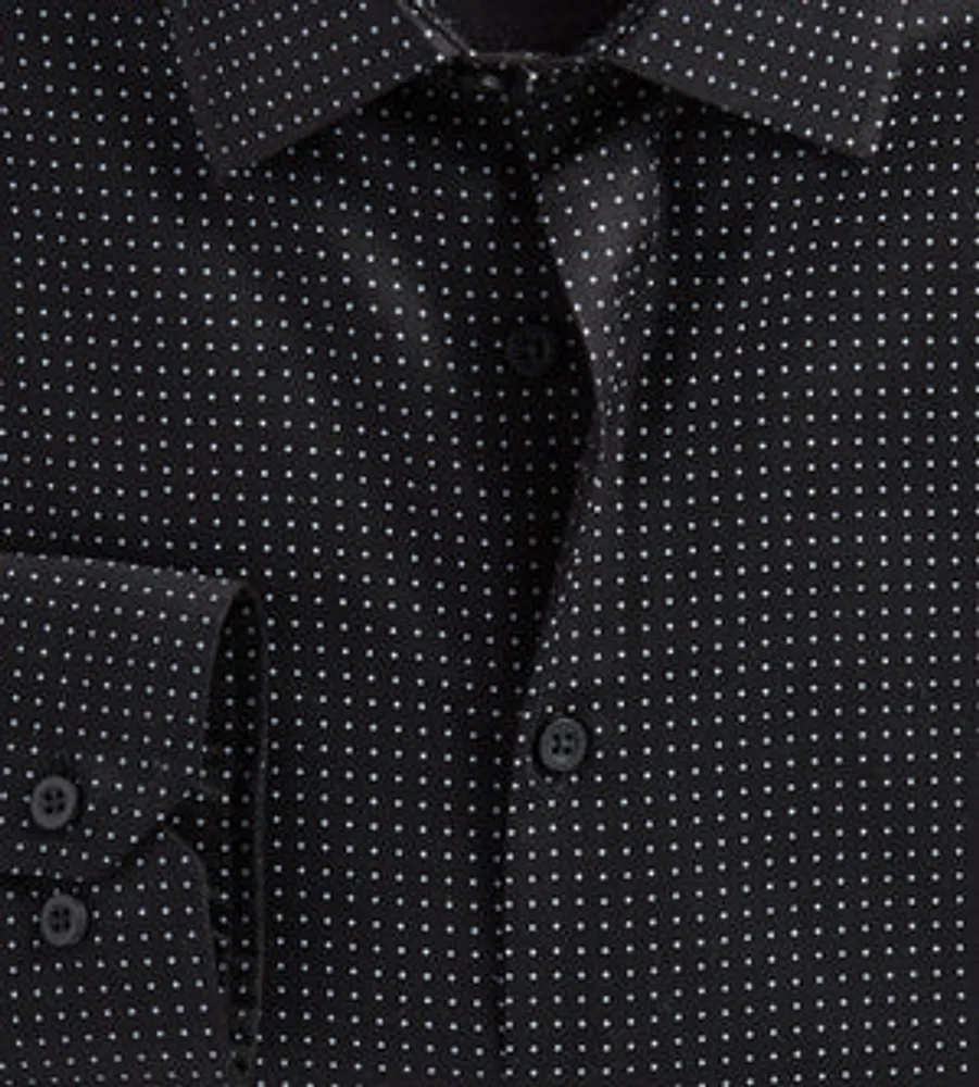 Modern Fit Non-Iron Dot Print Sateen Dress Shirt