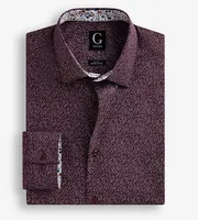 Slim Fit Dot Print Dress Shirt