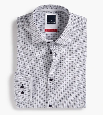 Slim Fit Stretch Non-Iron Dot Print Dress Shirt