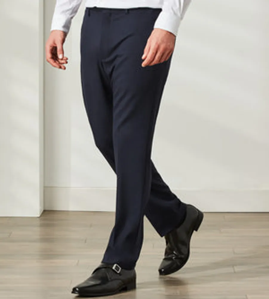 Men's Black Straight Fit Stretch Dress Pant