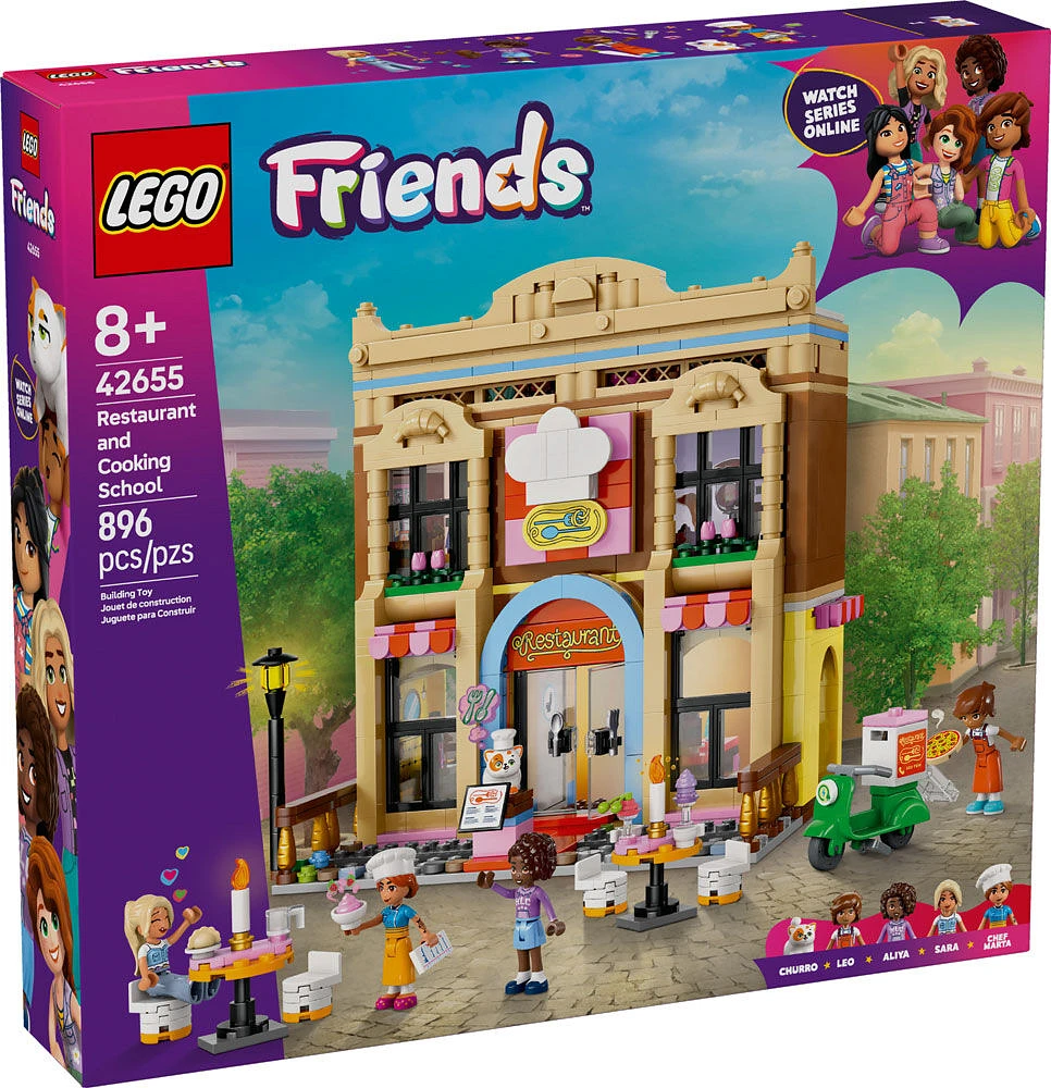 LEGO Friends Le restaurant et l'école de cuisine, Jeu de simulation, Ensemble de construction de jouet de jeu de rôle 42655