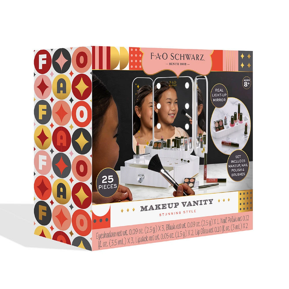 F.A.O. Schwarz - Girls Vanity Makeup Studio Low Profile 24pc with Diamond Pull - R Exclusive