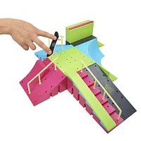 Tech Deck, Neon Mega Park X-Connect Creator, Coffret rampe phosphorescente à personnaliser avec deux fingerboards