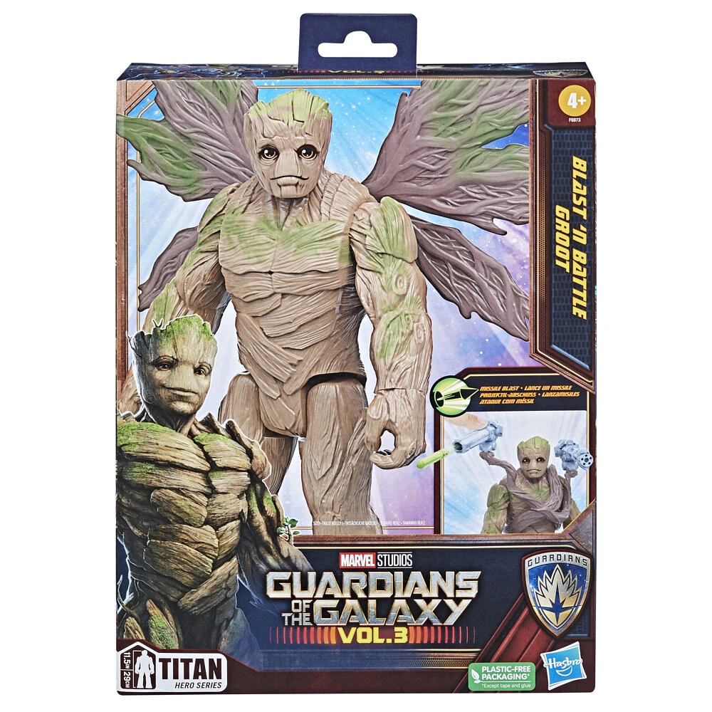 Marvel Studio's Gardiens de la galaxie Vol. 3, Titan Hero Series, figurine deluxe Blast 'N Battle Groot de 29 cm