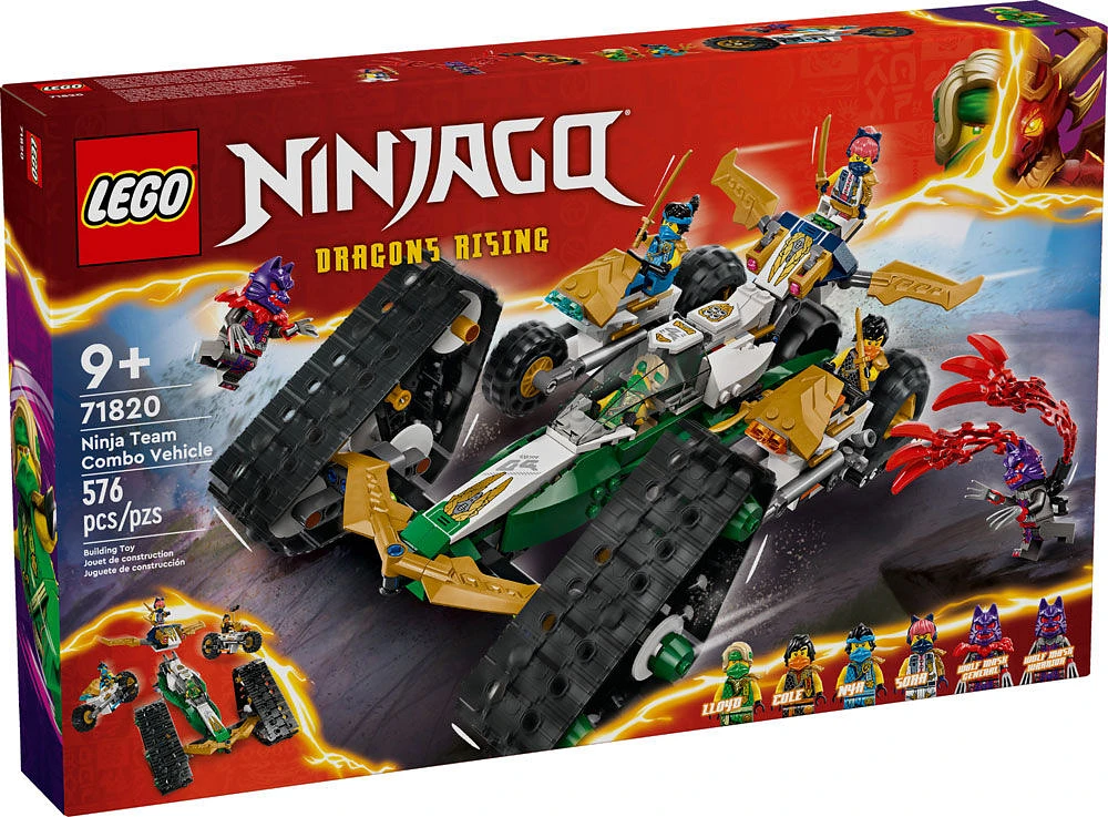 LEGO NINJAGO Ninja Team Combo Vehicle 4-in-1 Toy with Glider, Racer Car and 2 Motorcycles 71820