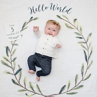 Lulujo -Baby's 1st Year Milestone Blanket Hello World Wreath