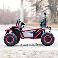 KIDSVIP UTV porteur 4X4 Dune Buggy 2 places 12 V sous licence pour enfants et tout-petits avec RC - Rouge