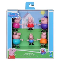 Peppa Pig, Peppa à l'aventure, coffret Peppa et sa famille, 6 figurines de la famille Pig dans leurs tenues emblématiques, dès 3 ans
