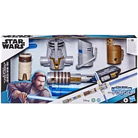 Star Wars Lightsaber Forge Obi-Wan Kenobi Jedi Master Set, Electronic Extendable Blue Lightsaber Toy - R Exclusive