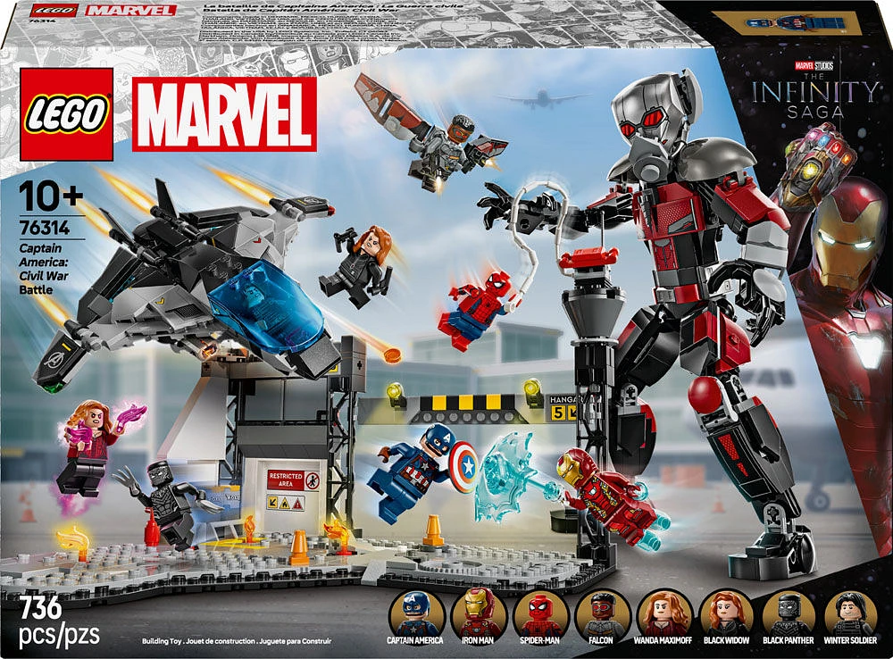 LEGO Marvel Captain America Civil War Action Battle Building Set - Superhero Toy - with 8 Minifigures and Giant Ant Man - 76314