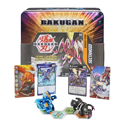 Bakugan Baku-Tin, Sectanoid, Premium Collector's Storage Tin with Mystery Bakugan, Trading Cards