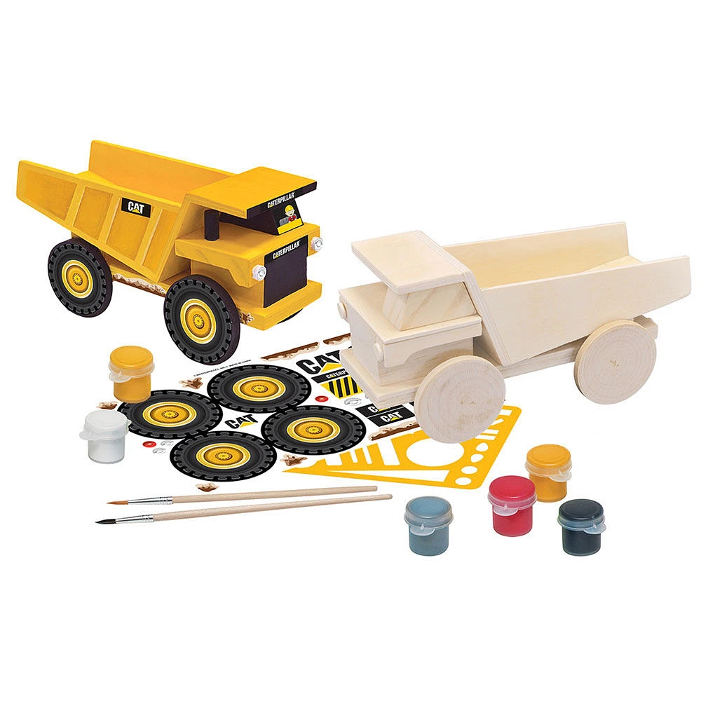 Cat Dump Truck Licensed Wood Paint Kit - English Edition