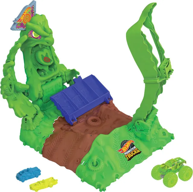 Hot Wheels® Monster Trucks Arena Smashers Mega-Wrex VS Crushzilla Takedown  Playset