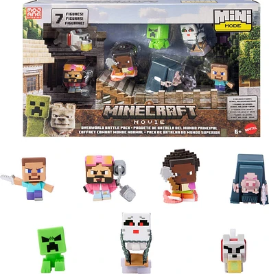 Minecraft Mini Mode Overworld Battle Pack with 7 Mini Action Figures Inspired by the Movie