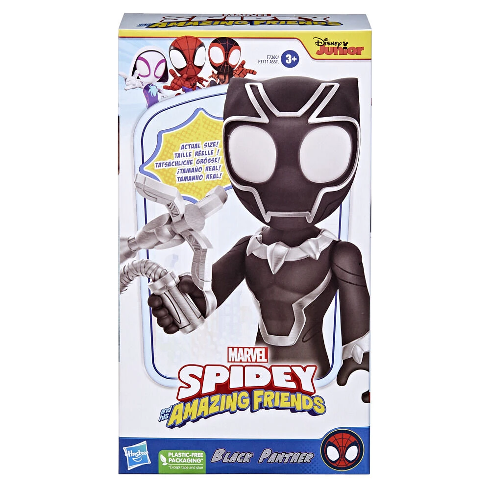 Marvel Spidey and His Amazing Friends Supersized Black Panther 9-inch Action Figure, Preschool Toys, Super Hero Toys for 3 Year Old Boys and Girls and Up