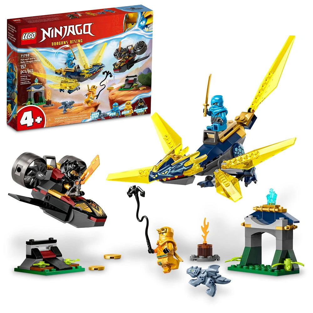 LEGO NINJAGO Nya and Arin's Baby Dragon Battle 71798 Building Toy Set (157 Pieces)