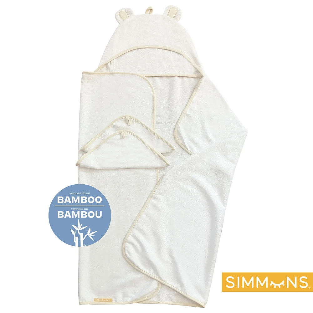 Simmons 3 Piece Bamboo Bath Set White/Taupe