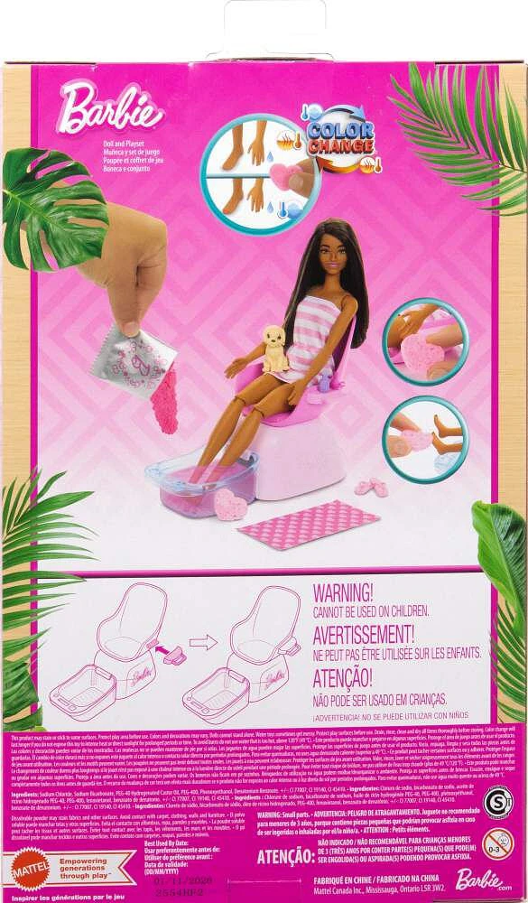 Barbie Poupée et coffret de jeu Spa de manucure et de pédicure