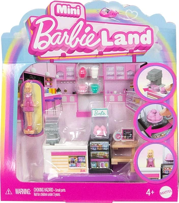 Barbie Mini BarbieLand Collectible Bakery Playset with 1.5-inch Barbie Doll, Interactive Play Areas for Storytelling Fun