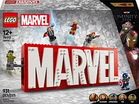 LEGO Marvel : Logo et figurines MARVEL, Ensemble à construire avec personnages des Avengers 76313