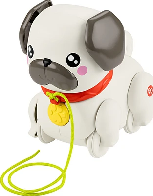 Fisher-Price FP Pets Walk-the-Pup Pug Baby & Toddler Pull Toy with Motion & Sounds