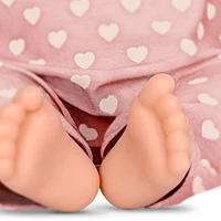 LullaBaby Baby Doll - Pink Heart-Print Pajama Gray Eyes